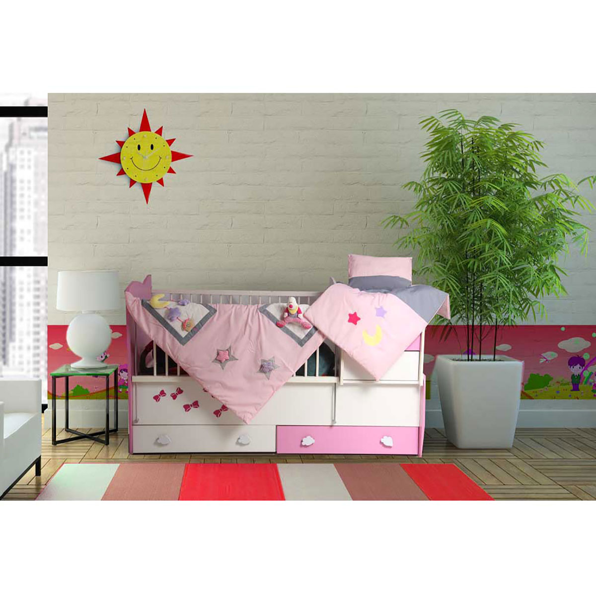 سرویس دم دستی سه تکه مدل دلقک تترون صورتی