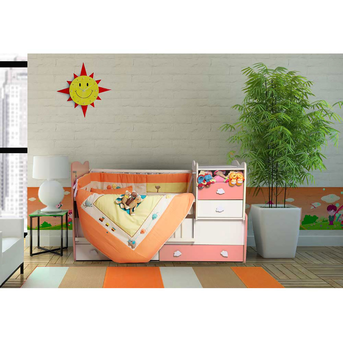 سرویس روتختی شش تکه مدل خانواده خرس نارنجی