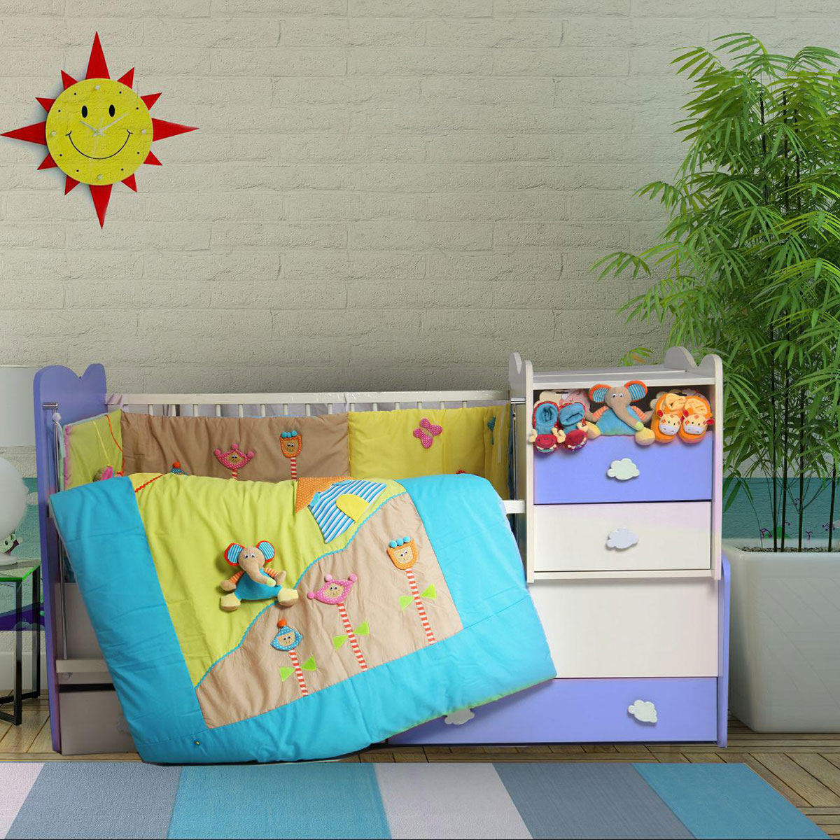 سرویس روتختی شش تکه مدل فیل و کلبه مخمل آبی