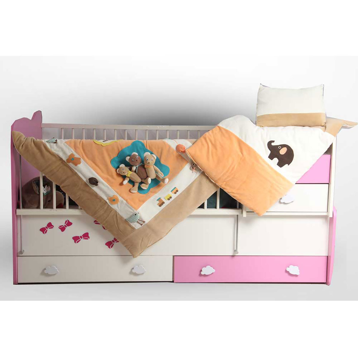 سرویس دم دستی سه تکه مدل خانواده خرس مخمل نارنجی