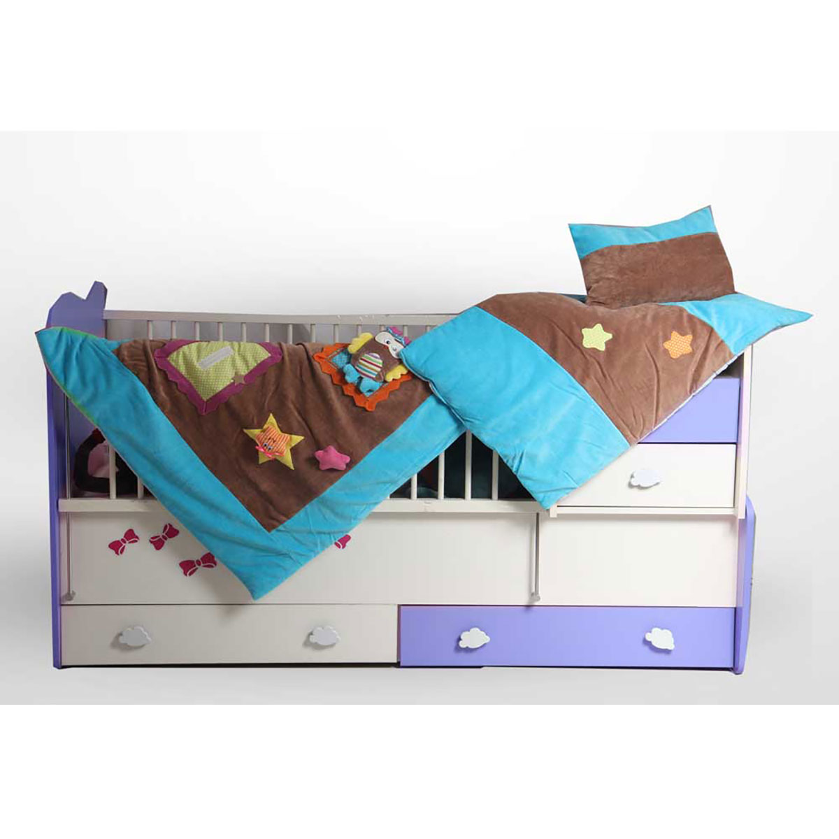 سرویس دم دستی سه تکه مدل جغد مخمل آبی