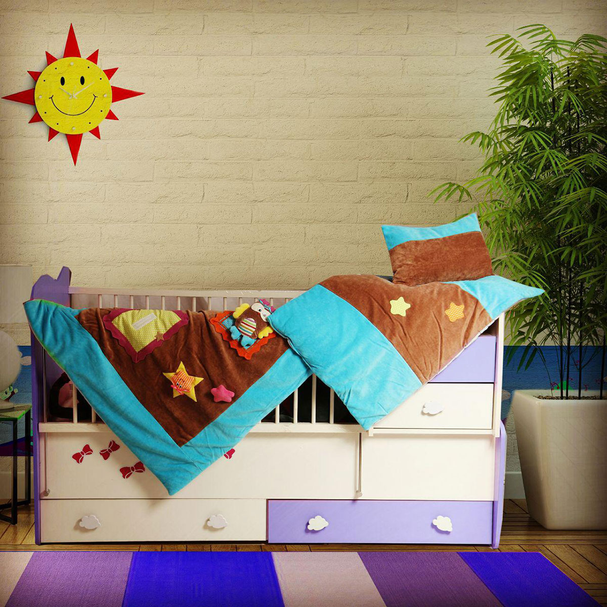 سرویس دم دستی سه تکه مدل جغد مخمل آبی