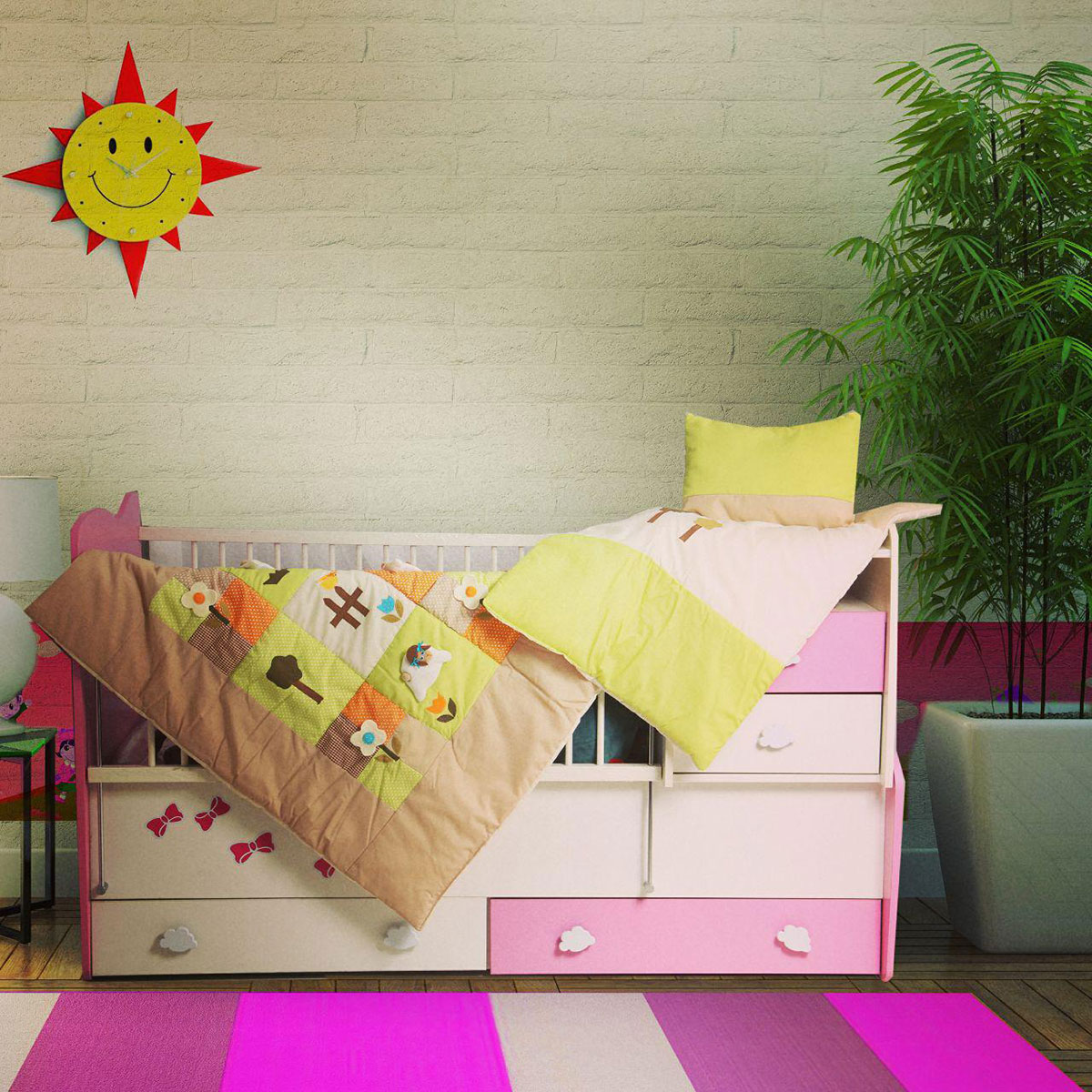 سرویس دم دستی سه تکه مدل مزرعه گوسفندان تترون سبز